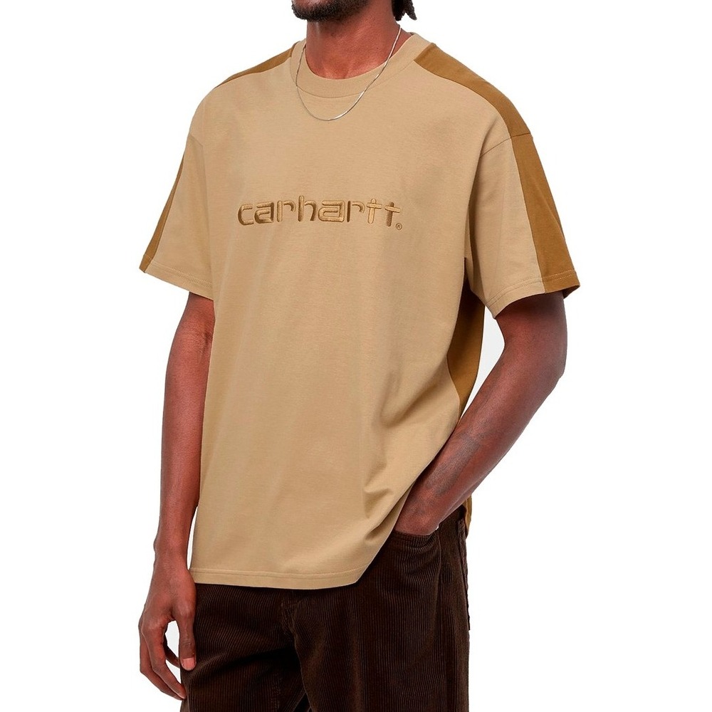 Carhartt WIP Tonare T-Shirt Brown Colorblock Embroidered Logo Tee Size Small